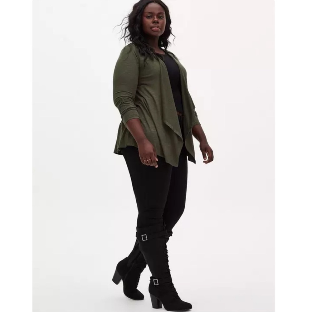 Torrid Black Faux Suede Lace-Up Knee-High Boot (WW) Size 10